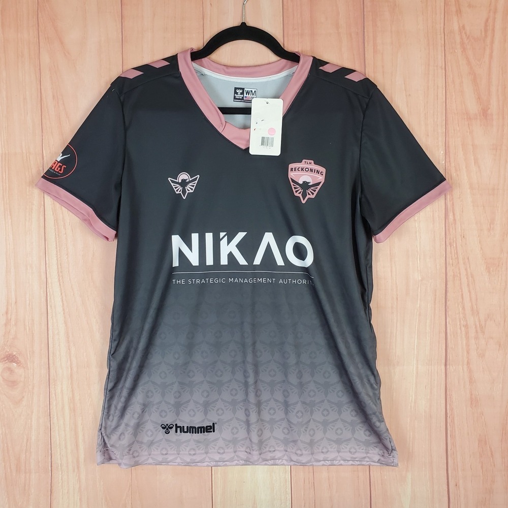 Hummel Womens Jersey Medium‎ Gray Polyester V-Neck Short Sleeve TLH Reckoning
